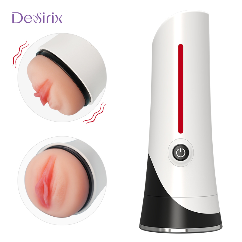 Desirix Cream Pillar SU244 리얼리즘 TPE 실리콘 자위기 - 듀얼 모터 딥스로트 흡입, 다중 속도 진동, 간편 세척